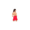 Nuisette rouge col échancré, dos nu et string assorti 